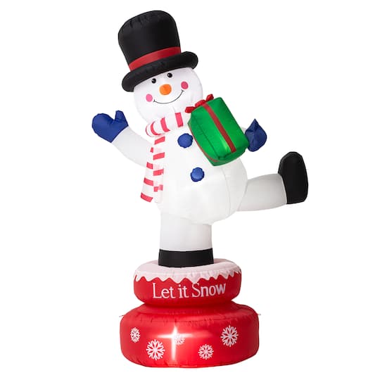 Glitzhome® 6Ft Lighted Inflatable Rotating Snowman Décor | 47.25" x 28.25" x 73.25" | Michaels®